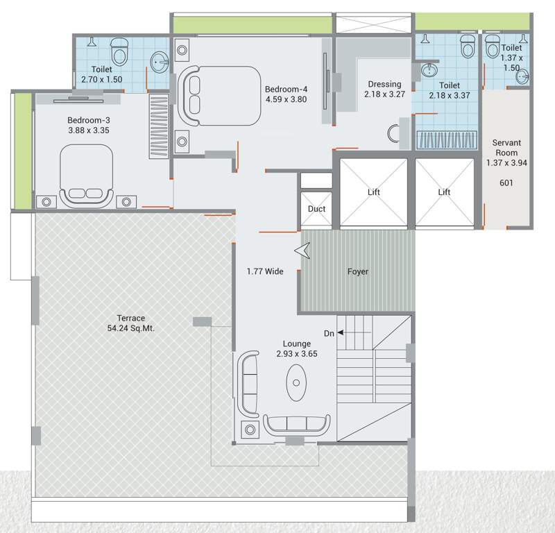  sindur sattva Floor Plan Upper Level Penthouse Plan