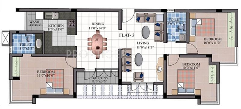 Ramani Realtors Ramanis Floor Plan (3BHK+3T)