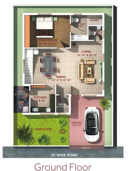  shangrila villas Floor Plan Ground Floor Plan