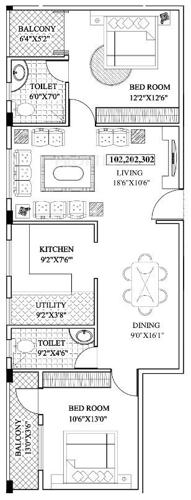 CMRS Sai Dale (2BHK+2T (1,197 sq ft) 1197 sq ft)