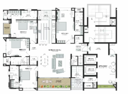 the sky bungalows Floor Plan Lower Level Duplex Plan