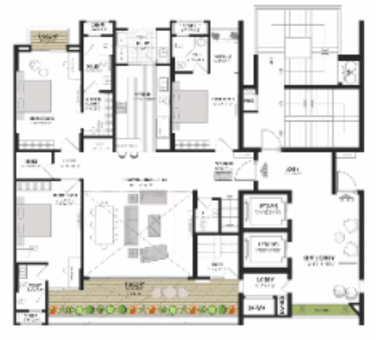 the sky bungalows Floor Plan Lower Level Duplex Plan