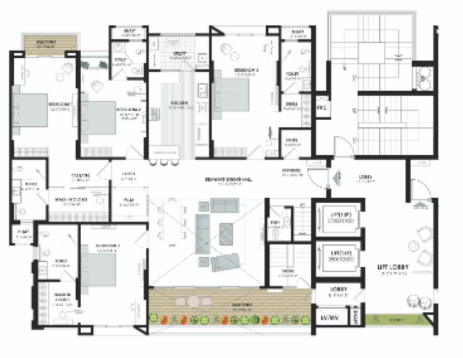 the sky bungalows Floor Plan Lower Level Duplex Plan