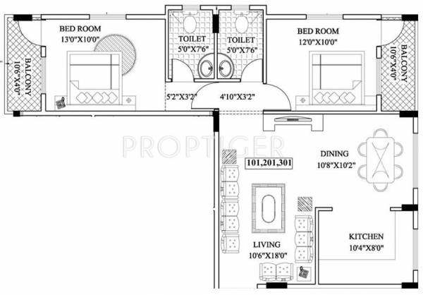 CMRS Phoenix Boulevard (2BHK+2T (1,199 sq ft) 1199 sq ft)