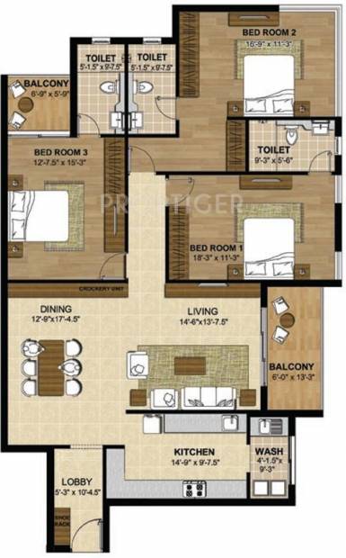 Lancor Cirrus (3BHK+3T (2,243 sq ft) 2243 sq ft)