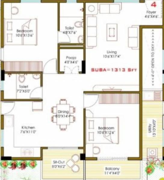  sai-kuteera-appartment Floor Plan Floor Plan