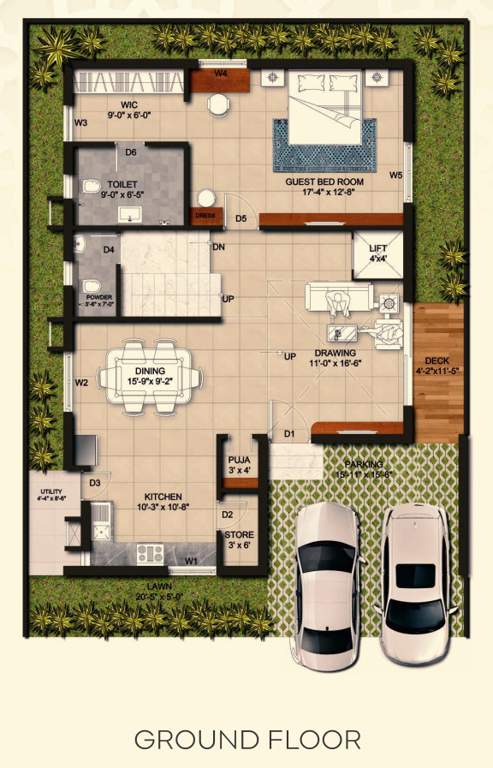  amity villas Floor Plan Ground Floor Plan