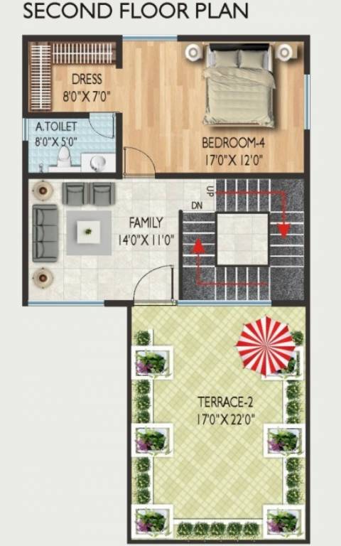 Second Floor Plan 2 terraces Floor Plan Second Floor Plan