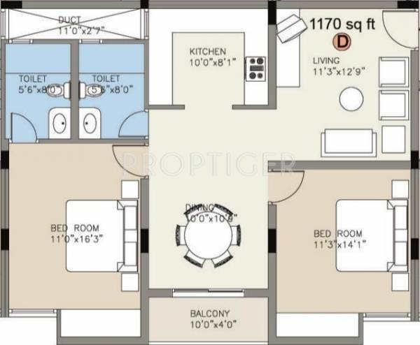 Value Greenwoods (2BHK+2T (1,170 sq ft) 1170 sq ft)
