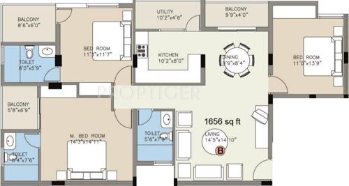 Value Greenwoods (3BHK+3T (1,656 sq ft) 1656 sq ft)
