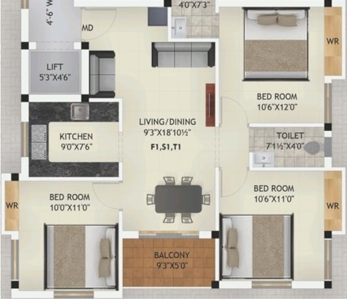 Floor Plan  sai prabhu flat Floor Plan Floor Plan