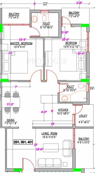 CMRS Radha Krishna Enclave (2BHK+2T (1,100 sq ft) 1100 sq ft)