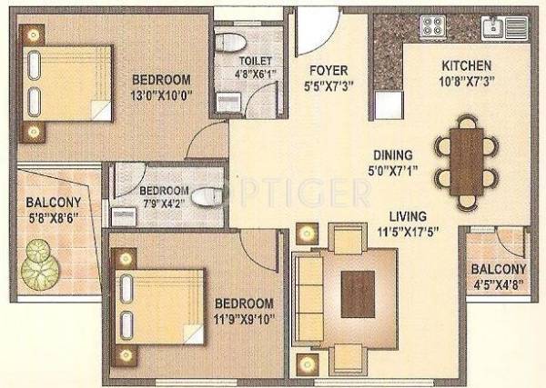 Balaji Ruby (2BHK+2T (1,030 sq ft) 1030 sq ft)