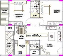 Pyramid Temple Bells (2BHK+2T (1,250 sq ft) + Pooja Room 1250 sq ft)