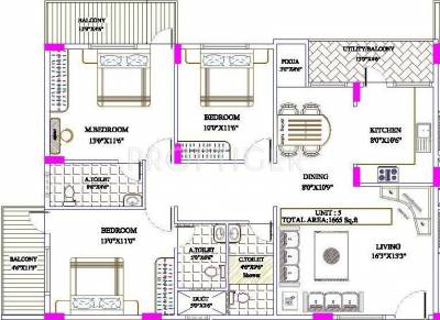 Pyramid Temple Bells (3BHK+3T (1,665 sq ft) + Pooja Room 1665 sq ft)