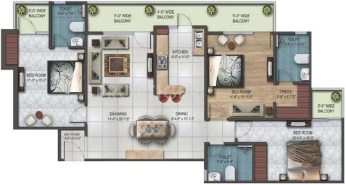 Earthcon Rajpur Greens (3BHK+3T (1,815 sq ft) 1815 sq ft)