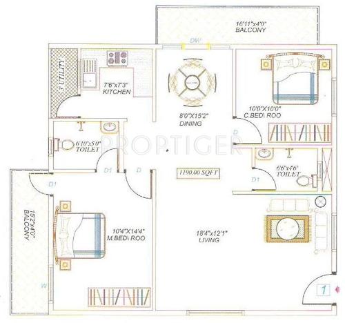 SLV Sai Enclave (2BHK+2T (1,190 sq ft) 1190 sq ft)