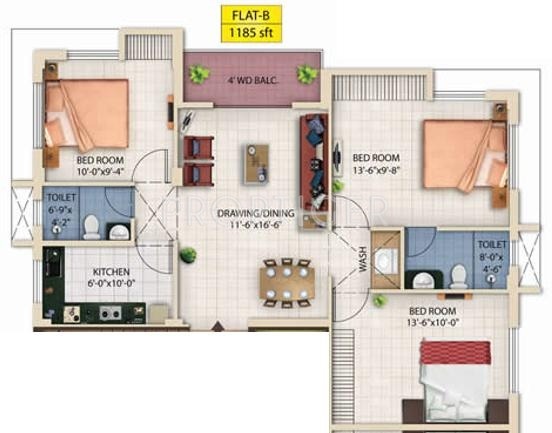 Builcon Daisy (3BHK+2T (1,185 sq ft) 1185 sq ft) Builcon Daisy (3BHK+2T (1,185 sq ft) 1185 sq ft)