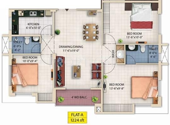 Builcon Daisy (3BHK+2T (1,224 sq ft) 1224 sq ft) Builcon Daisy (3BHK+2T (1,224 sq ft) 1224 sq ft)