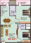 PNR SLV Flora (2BHK+2T (966 sq ft) 966 sq ft)