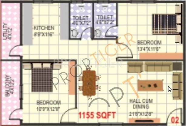 PNR SLV Flora (2BHK+2T (1,155 sq ft) 1155 sq ft) PNR SLV Flora (2BHK+2T (1,155 sq ft) 1155 sq ft)