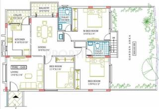 Floor Plan (3BHK+3T) Visalakshi Housing Himapriya Floor Plan (3BHK+3T)