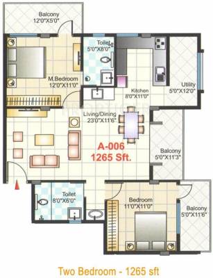 Shreedevi Devin Indra Paradise (2BHK+2T (1,265 sq ft) 1265 sq ft)