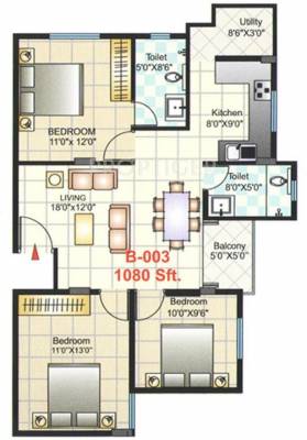 Shreedevi Devin Indra Paradise (3BHK+2T (1,080 sq ft) 1080 sq ft)