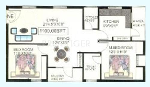 Virat Virat Towers (2BHK+2T (1,100 sq ft) 1100 sq ft)