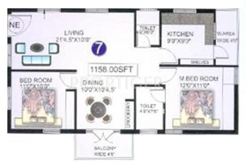 Virat Virat Towers (2BHK+2T (1,158 sq ft) 1158 sq ft)