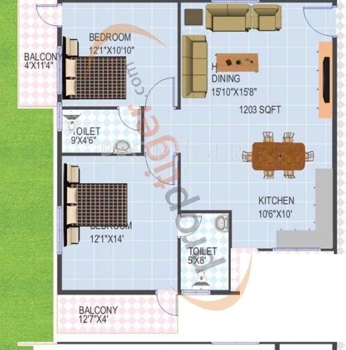 Vandana SV Lake View (2BHK+2T (1,203 sq ft) 1203 sq ft)
