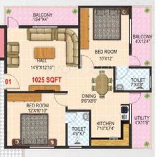 Vandana Coral (2BHK+2T (1,025 sq ft) 1025 sq ft) Vandana Coral (2BHK+2T (1,025 sq ft) 1025 sq ft)
