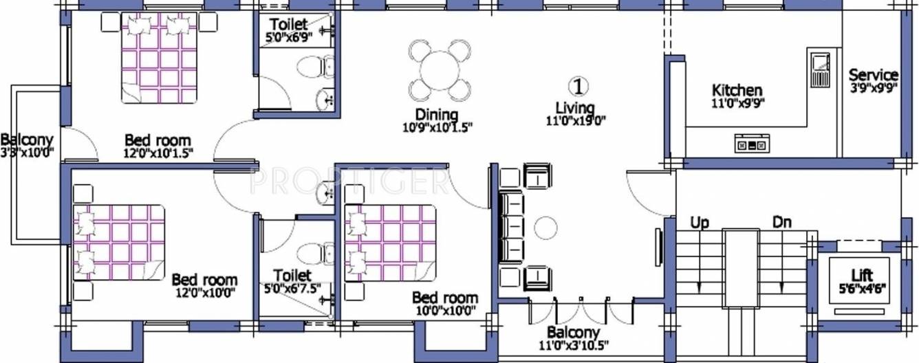 Priams Golden Wattle (3BHK+2T (1,400 sq ft) 1400 sq ft)