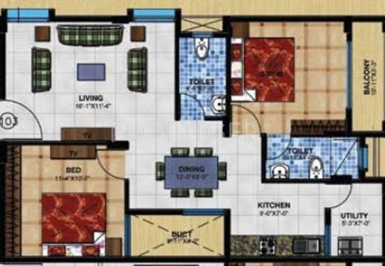 Apcons Aristo Nova (2BHK+2T (960 sq ft) 960 sq ft)