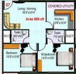 Vandana Pearls (2BHK+2T (899 sq ft) 899 sq ft)