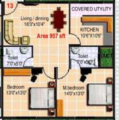 Vandana Pearls (2BHK+2T (957 sq ft) 957 sq ft) Vandana Pearls (2BHK+2T (957 sq ft) 957 sq ft)