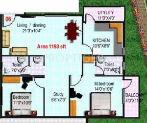 Vandana Pearls (2BHK+2T (1,193 sq ft) Study Room 1193 sq ft) Vandana Pearls (2BHK+2T (1,193 sq ft) Study Room 1193 sq ft)
