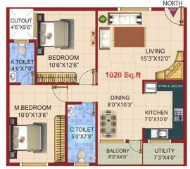 Vajra Vista (2BHK+2T (1,020 sq ft) 1020 sq ft) Vajra Vista (2BHK+2T (1,020 sq ft) 1020 sq ft)