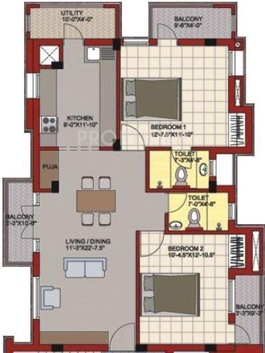 SP Saravana Apartments (2BHK+2T (1,140 sq ft) 1140 sq ft)