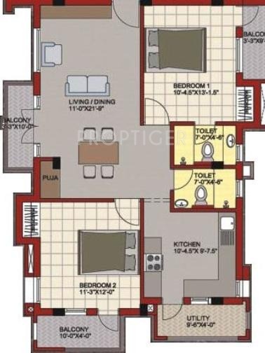 SP Saravana Apartments (2BHK+2T (1,164 sq ft) 1164 sq ft)