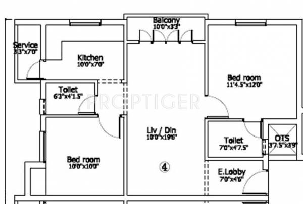 Priams Shankara Floor Plan (2BHK+2T)