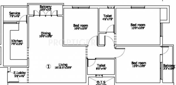 Priams Shankara Floor Plan (3BHK+2T)