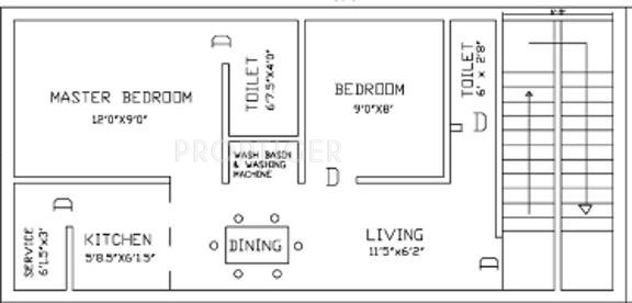 Priams Nagam Flats Floor Plan (2BHK+2T)
