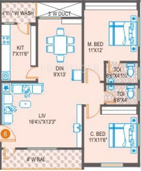 Prime Splendour (2BHK+2T (1,163 sq ft) 1163 sq ft)
