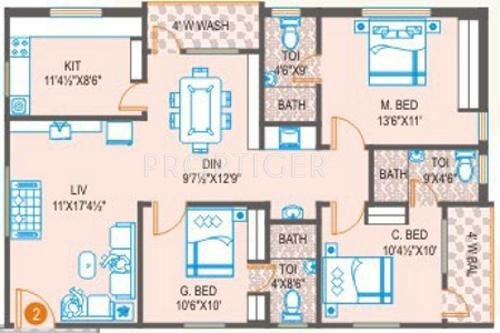 Prime Splendour (3BHK+3T (1,425 sq ft) 1425 sq ft)