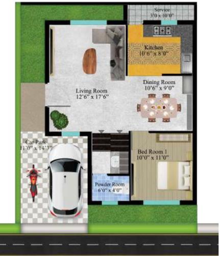  white-town-villas Floor Plan Ground Floor Plan