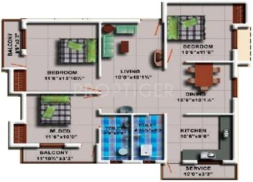 StepsStone Mukunda (3BHK+2T (1,393 sq ft) 1393 sq ft)