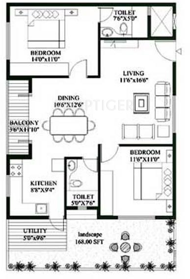 MV MV Royal Homes (2BHK+2T (1,268 sq ft) 1268 sq ft)