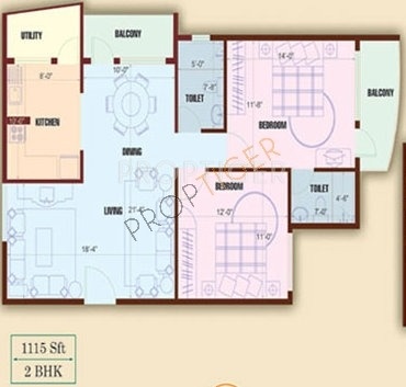 Manar Silver Shadows Apartment (2BHK+2T (1,115 sq ft) 1115 sq ft)
