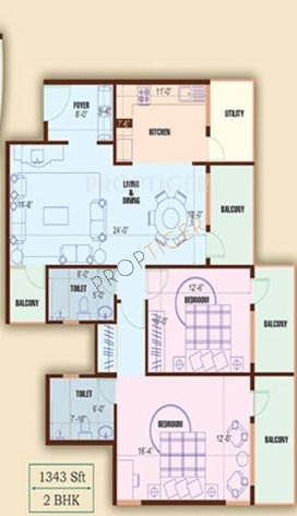 Manar Silver Shadows Apartment (2BHK+2T (1,343 sq ft) 1343 sq ft)